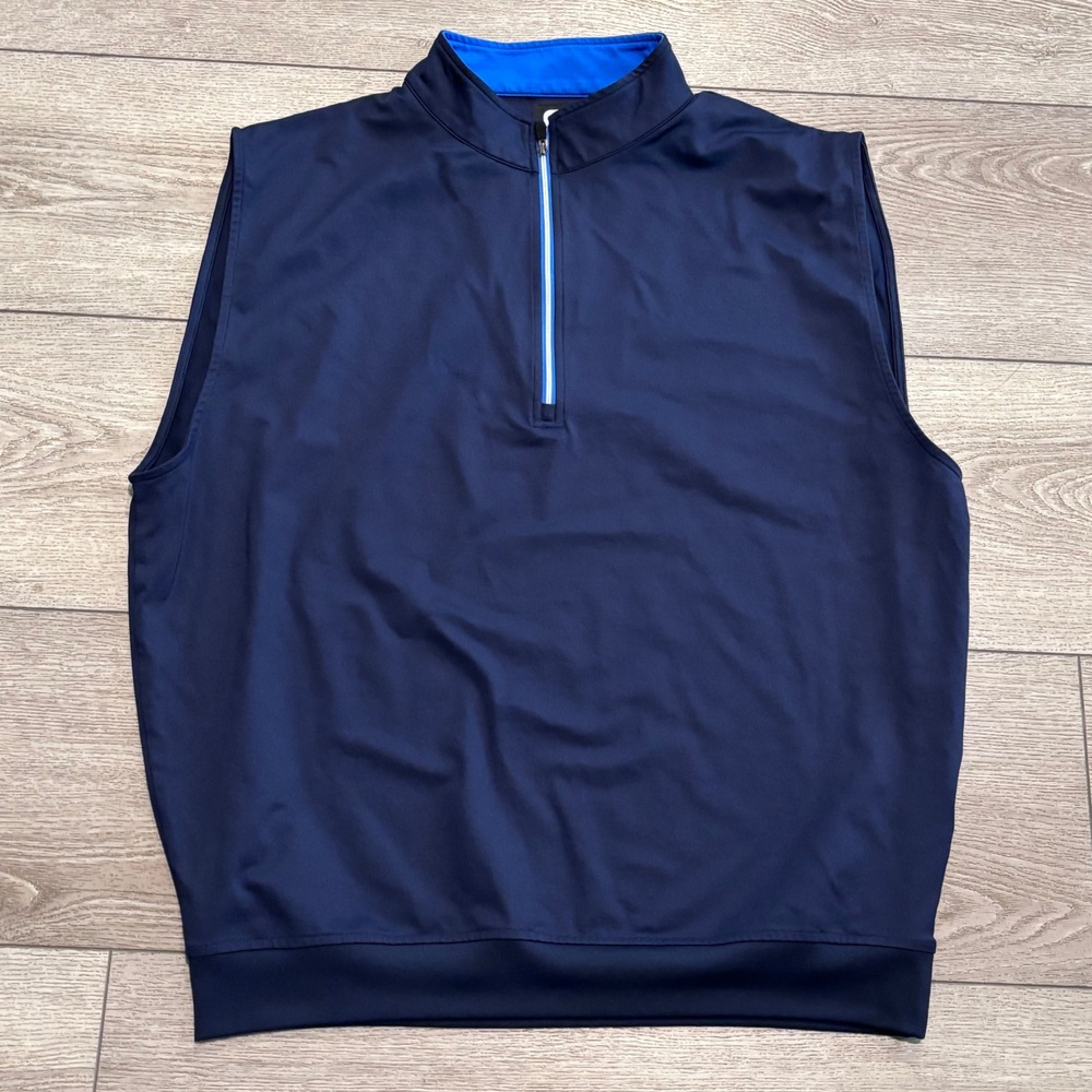 FootJoy Golf Vest Mens Large Navy Blue Quarter Zip Preppy Athletic Casual